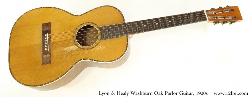 Lyon & Healy Washburn Oak Parlor Guitar, 1920s Full Front View