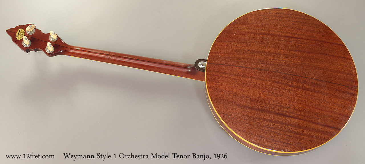 Weymann Style 1 Orchestra Model Tenor Banjo, 1926 full rear view
