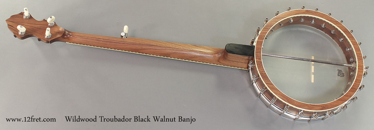 Wildwood Troubador Black Walnut Banjo Oil Finish full rear view
