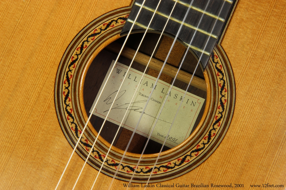 William Laskin Classical Guitar, 2001   Label View
