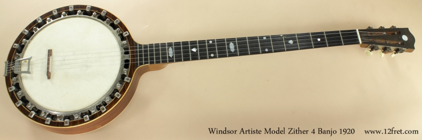 Windsor Artiste Model 4 Zither Banjo 1920 full front view