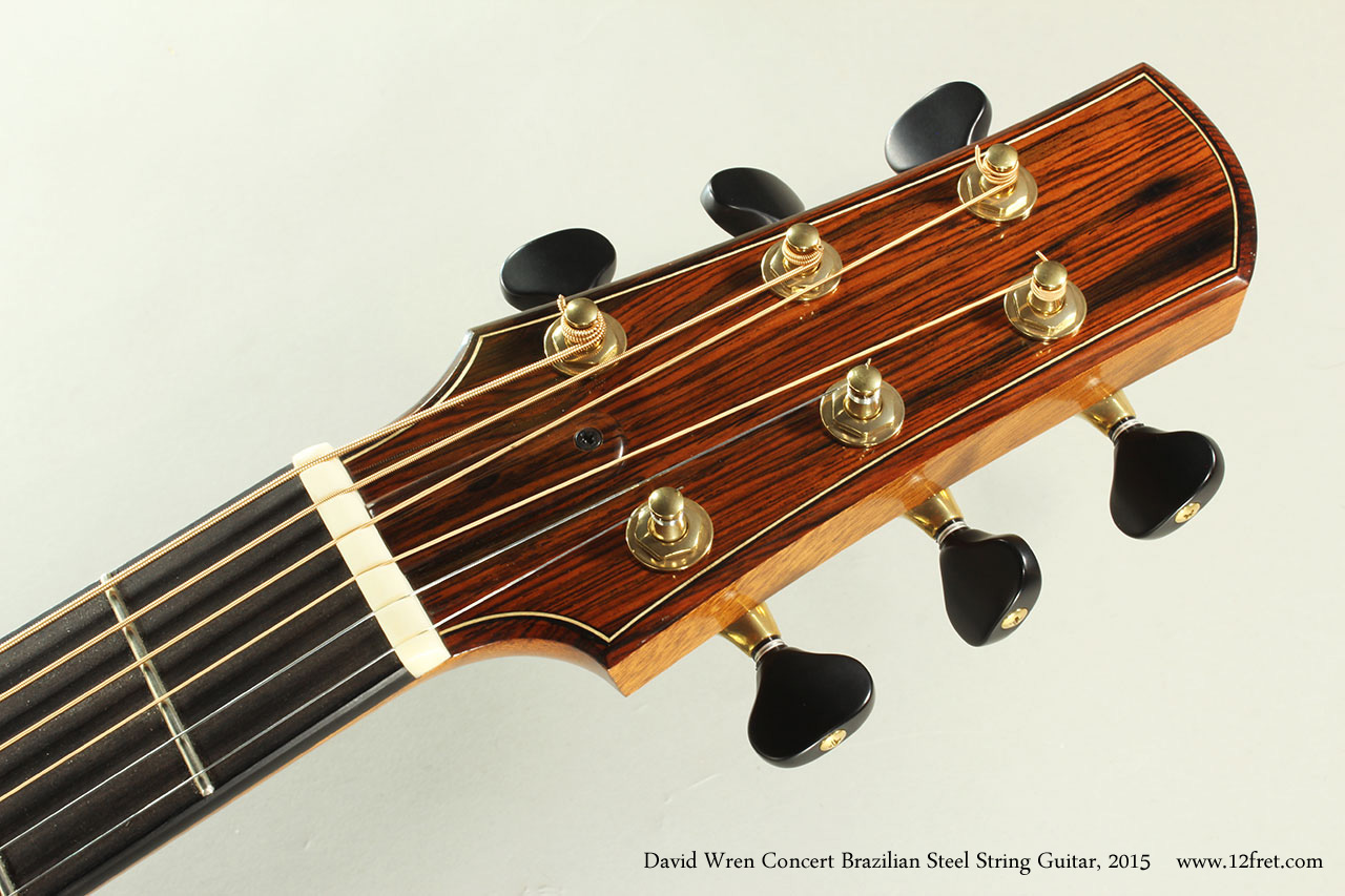 David Wren Concert Brazilian Steel String Guitar, 2015 Head Front View