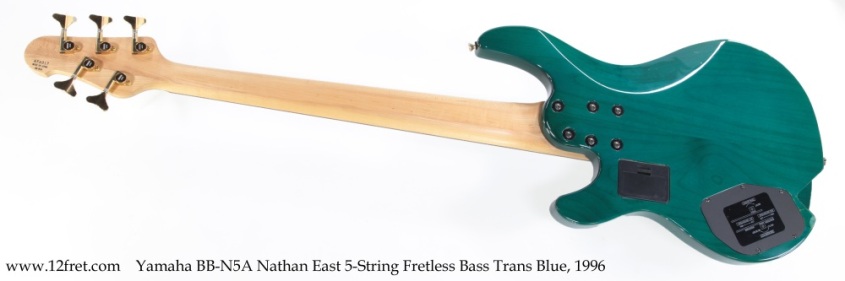 Yamaha BB-N5A Nathan East 5-String Fretless Bass Trans Blue, 1996 Full Rear View