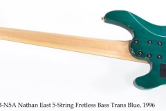 Yamaha BB-N5A Nathan East 5-String Fretless Bass Trans Blue, 1996 Full Rear View