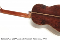 Yamaha GC-20D Classical Brazilian Rosewood, 1972 Full Rear View