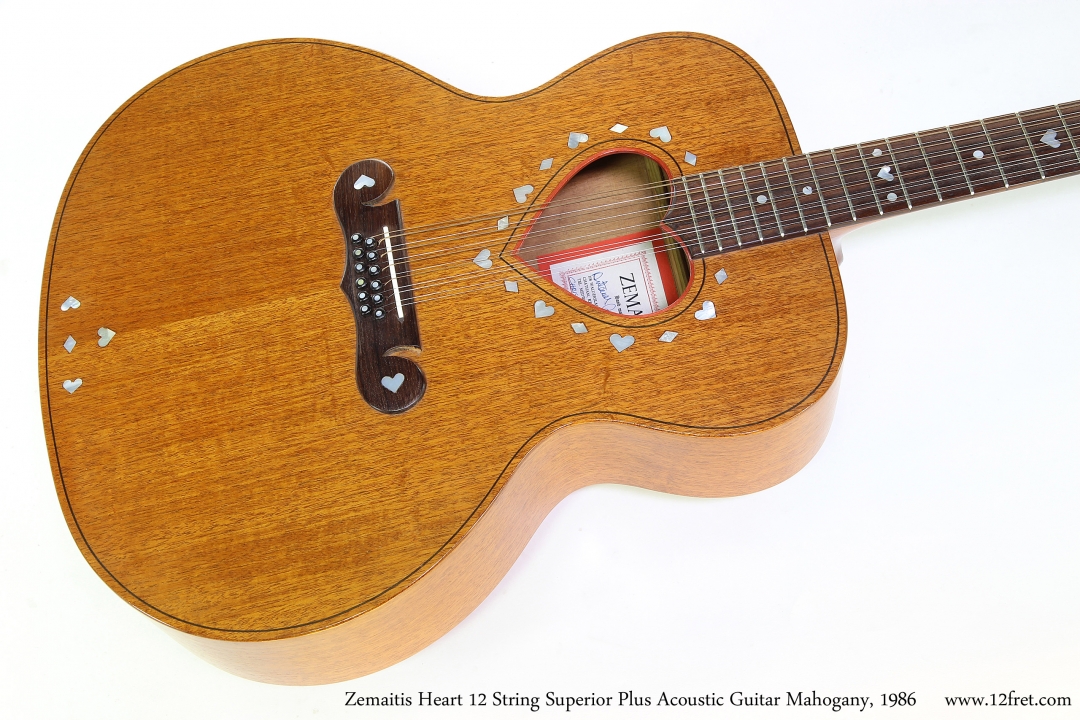 Zemaitis Superior Plus Heart 12 String Acoustic Guitar Mahogany, 1986   Top View