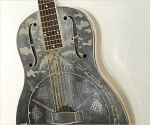 ❌Sold❌ National Style 0 Etched Silver Resophonic Guitar, 1930s