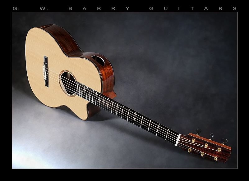 Here is the new G.W. Barry 000 Plus in Brazilian rosewood and Adirondack spruce!
