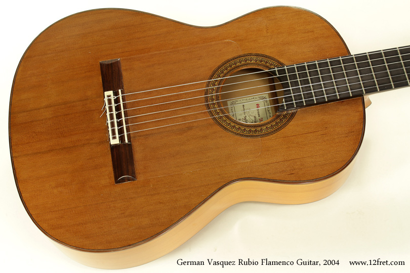 This 2004 German Vasquez Rubio Flamenco Guitar is really quite exceptional.   As with most Flamenco Blanco instruments, it's quite light but it's also extremely resonant and responsive -- it's almost as if you are playing a living instrument.