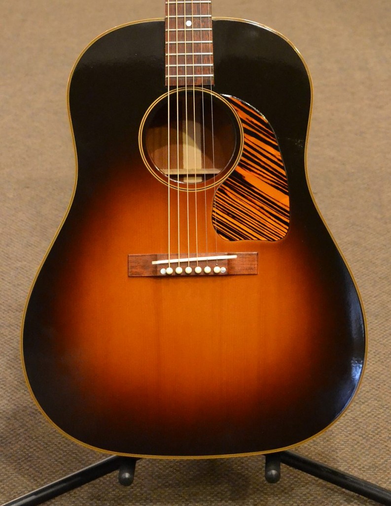This flat top is an exact recreation of the legendary slope shouldered guitar from its first year of production in 1942! Sells for $3500