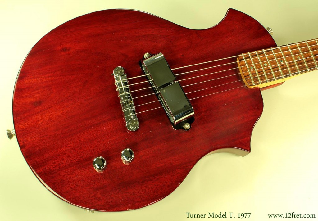 The Turner Model T is oriented towards electric bottleneck players. It's got a distinctive shape, a unique double-horsehoe pickup reminiscent of vintage steels, and you can bypass the controls to get just the pickup signal to the amp.