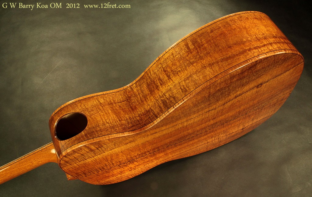 A beautiful new Koa Orchestra Model guitar from GW Barry, with a video demonstration by Dave Martin.