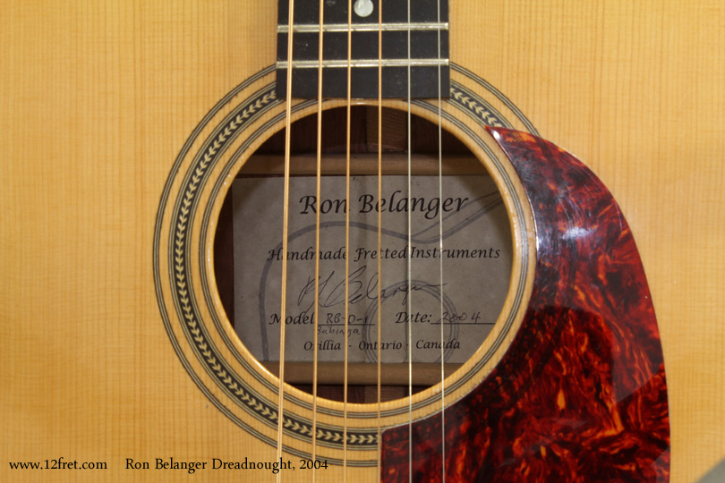 Today we're visited by a lovely Ron Belanger dreadnought guitar in Bubinga.   Ron Belanger works in the area of Orillia, Ontario, where he's been a woodworker for many years.   In 1998 he started building guitars, and in addition to the instrument pictured here, builds Irish Bouzoukis, resophonic guitars, and 12-strings.