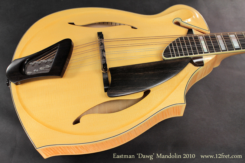 Here's a great-condition 2010 Eastman Dawg mandolin.   There aren't a lot of successful, innovative mandolin designs, with the traditional -- though in their day, radical, innovative and groundbreaking -- A and F styles being the most common.