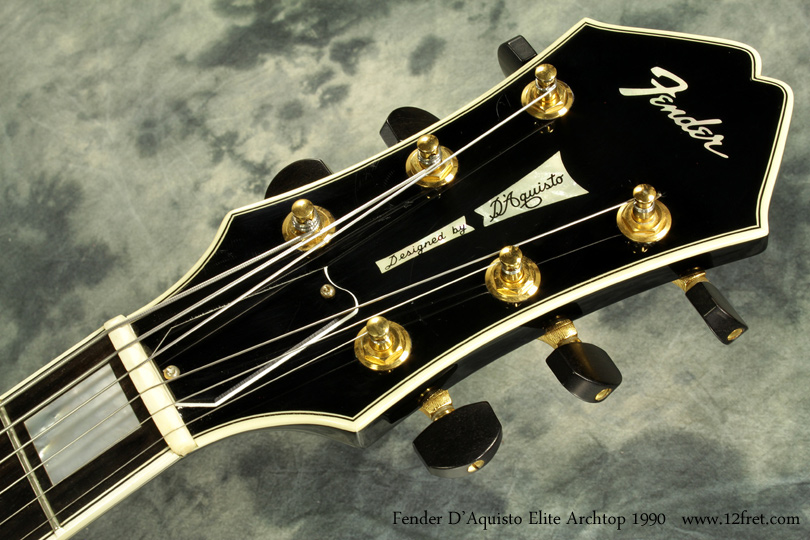 As the last of the legendary John D'Angelico's apprentices, James 'Jimmy' D'Aquisto produced some of the best, most sought after - and most expensive - archtop guitars ever made.   In a 1994 agreement with Fender, Fender  built D'Aquisto Elite archtops at their Terada plant in Japan.  These guitars were re-issued between 1989 and 1994.  This 1990 Black Fender DAquisto Elite Archtop is in pristine condition, and the black finish is quite rare.