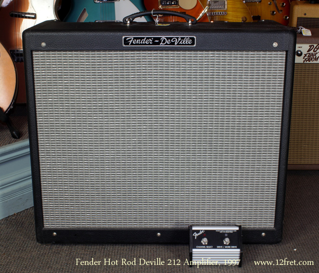 The Fender Hot Rod DeVille features three switchable channels - normal, drive, and more drive.   The channels share the EQ stacks.  The 212 version comes with a pair of 12-inch Eminence speakers.