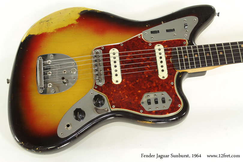 Introduced in 1962 and built until 1975, the Fender Jaguar was intended to be the top of the line model aimed at Gibson players - the Jaguar features a 24 inch scale length, compared to Fender's usual 25.5 inch scale and Gibson's 24.75 inch.