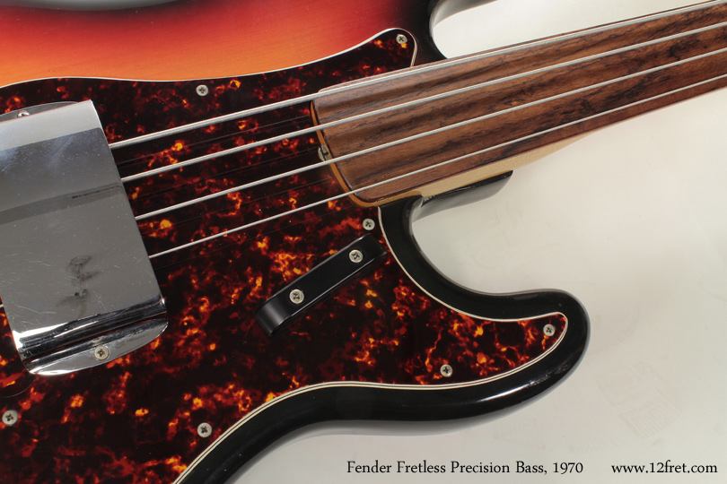 Here is a great condition 1970 Fender Fretless Precision Bass.  The Fender Precision Bass has been in continuous production since 1951, with some changes in response to musical trends.