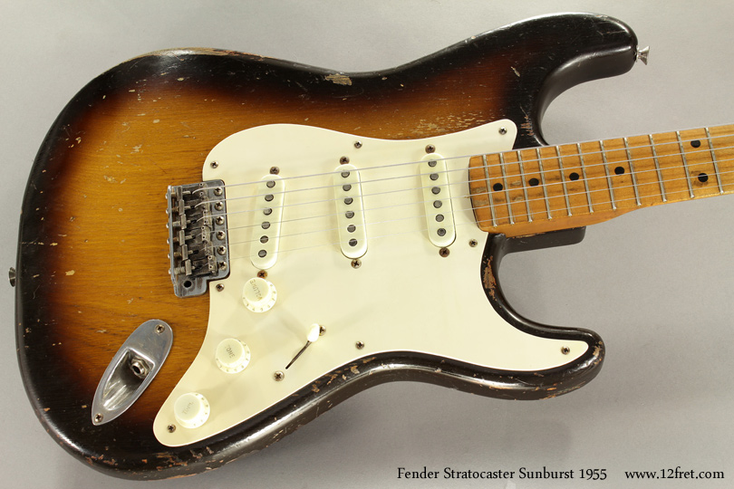 Following the success of the Telecaster, Leo Fender decided to expand his product range and in 1954, introduced the Stratocaster.  This 1955 Sunburst Fender Stratocaster is a decent example of early Stratocaster production.
