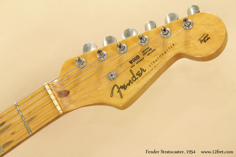 This 1954 Fender Stratocaster is both one of the youngest and the oldest.   Leo Fender introduced the Stratocaster in the spring of 1954, and the last date on this particular guitar is on the end of the neck:  TG 10-54, for Tadeo Gomez, signing off in October, 1954.