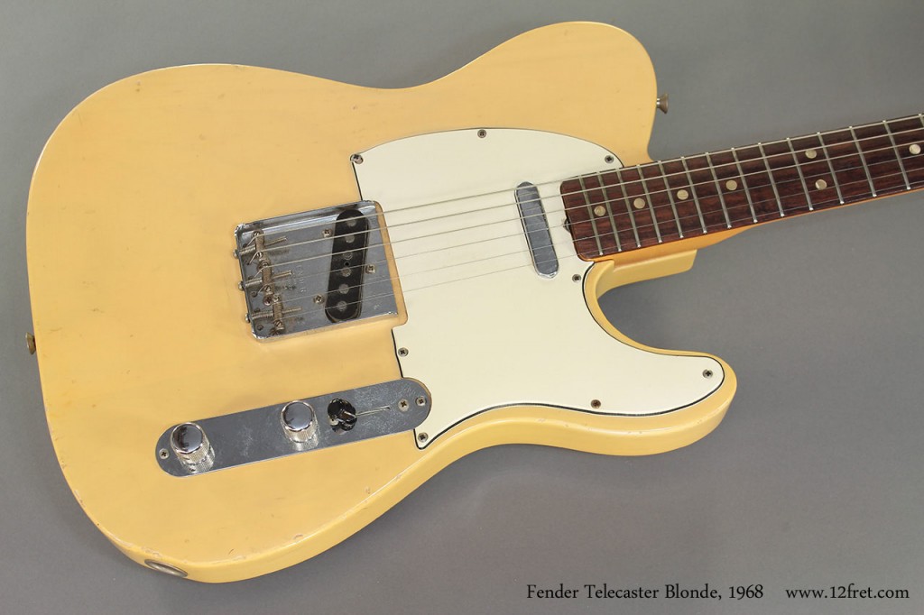 The Fender Telecaster has been an extremely popular design since its introduction as the Broadcaster in 1950.  Its tonal versatility, reliability and durability led to its use in a huge range of musical genres.  On this 1968 Fender Telecaster, the blonde finish is in good original condition with some yellowing due to age.   All parts other than strings are original