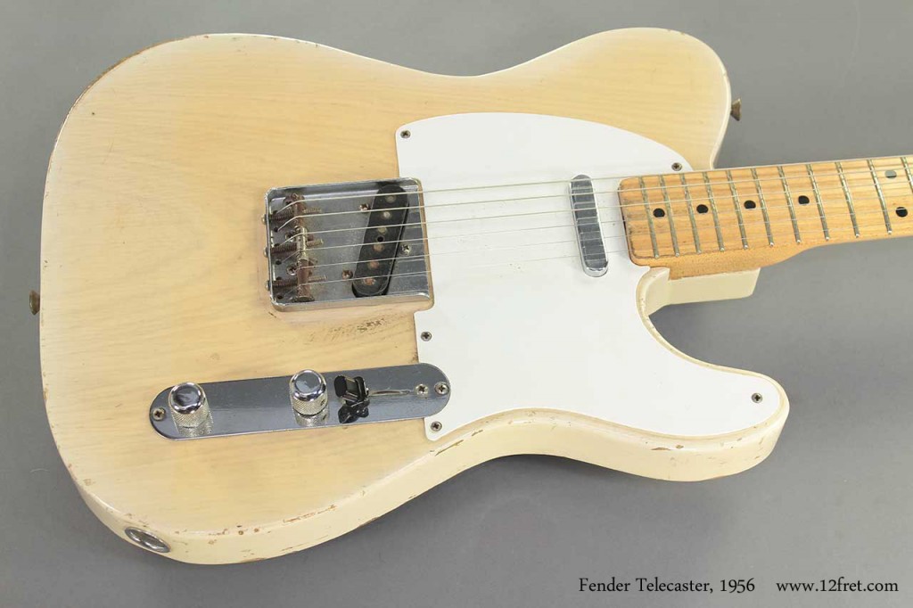 Introduced in 1950 as the Broadcaster, Leo Fender's initial design has more than stood the test of time. This 1956 Fender Telecaster blonde is in very good condition, with expected play wear.