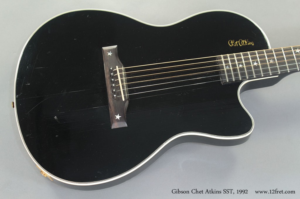 In addition to being a great player, Chet Atkins came up with many great ideas to push the guitar forward.   During his association with Gibson,  two novel instruments appeared:   the Gibson Chet Akins CE Classical Electric, and the Gibson Chet Atkins SST solidbody acoustic.