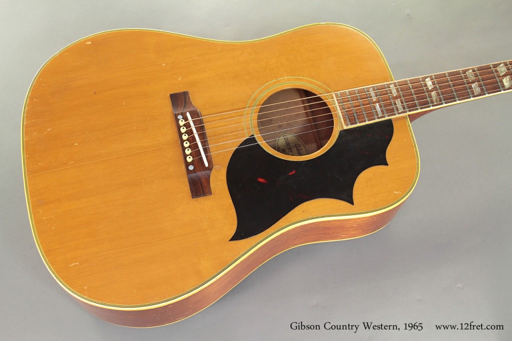 This example of the 1965 Gibson Country Western is in good overall and playing condition.  It has had its major service - a neck reset - so the neck angle is very good with plenty of saddle for action adjustments.