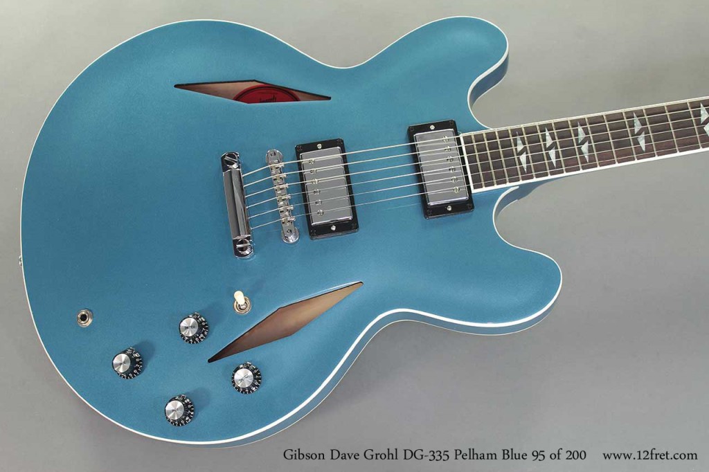 This very special instrument has just arrived from the Gibson Nashville Custom Shop - the Gibson Dave Grohl DG-335 in Pelham Blue, signed by Dave Grohl and numbered 95 of 200.