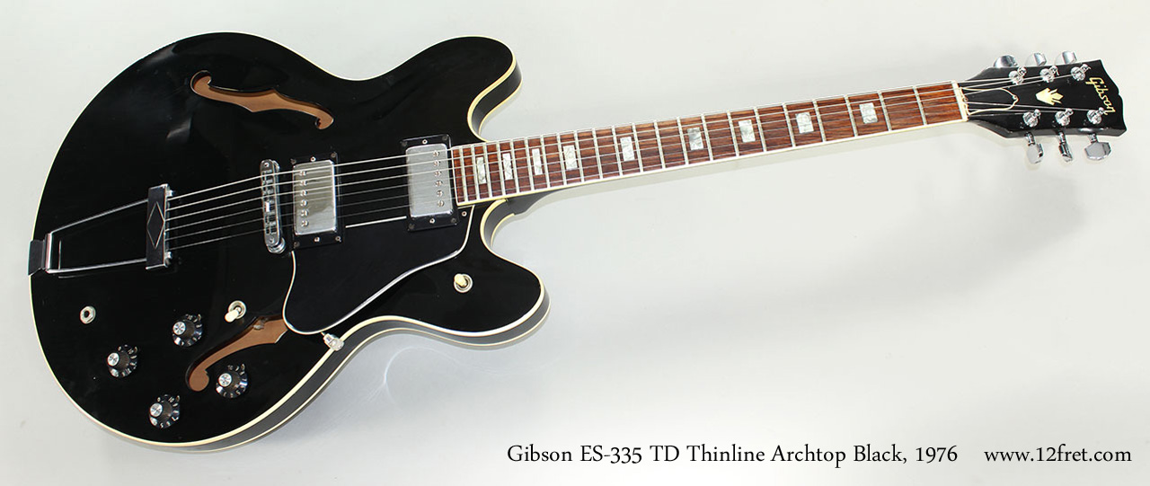 1976 Gibson ES-335 TD Thinline Archtop Electric Guitar, Black 