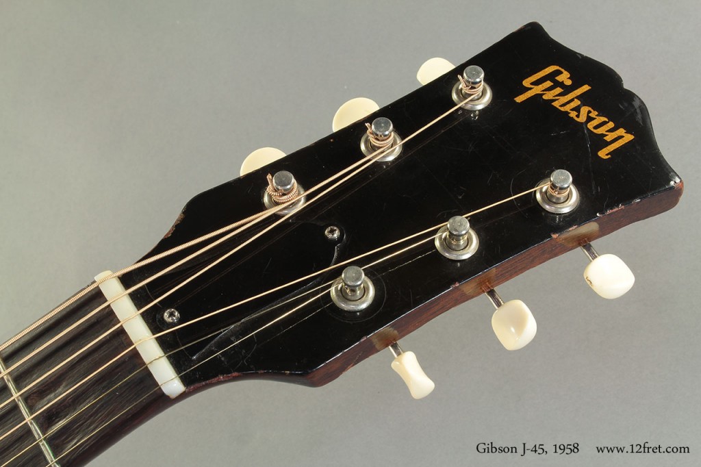 The immensely successful slope-shoulder dreadnought design of the Gibson J-45 produces a distinctively warm, full tone with sparkling highs and rich midrange tones, and a well represented but not booming bottom end.  It's also fairly loud, but not overwhelmingly so.
