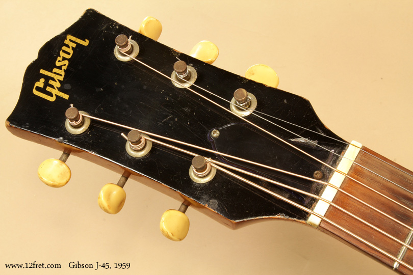 Here's another example of a real workhorse guitar - the 1959 Gibson J45.   Introduced in 1942, the J-45 has been in production ever since and is one of Gibson's most successful designs.