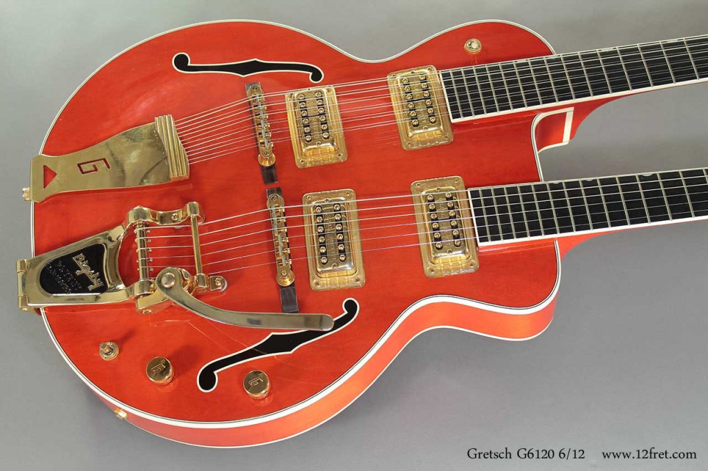 The Gretsch Nashville G6120 6-12 Doubleneck was introduced in 1997, as a new model and built in very small numbers.    There isn't a lot of demand for doublenecks in the first place.    However, they are impressive on stage, and if you need one, there is no substitute!