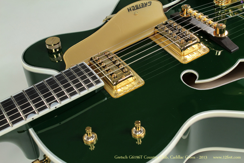 Presenting - the Cadillac Green Gretsch G6196T Country Club!

Occupying a position near the top of the Gretsch line since its introduction in 1954, the Country Club is often overshadowed by its slightly younger (1955) sibling, the White Falcon.   While the two share many common features - body shape and size, scale length, much hardware - the Country Club features a solid spruce top, pushing it closer to the Gibson models like the Super 400.