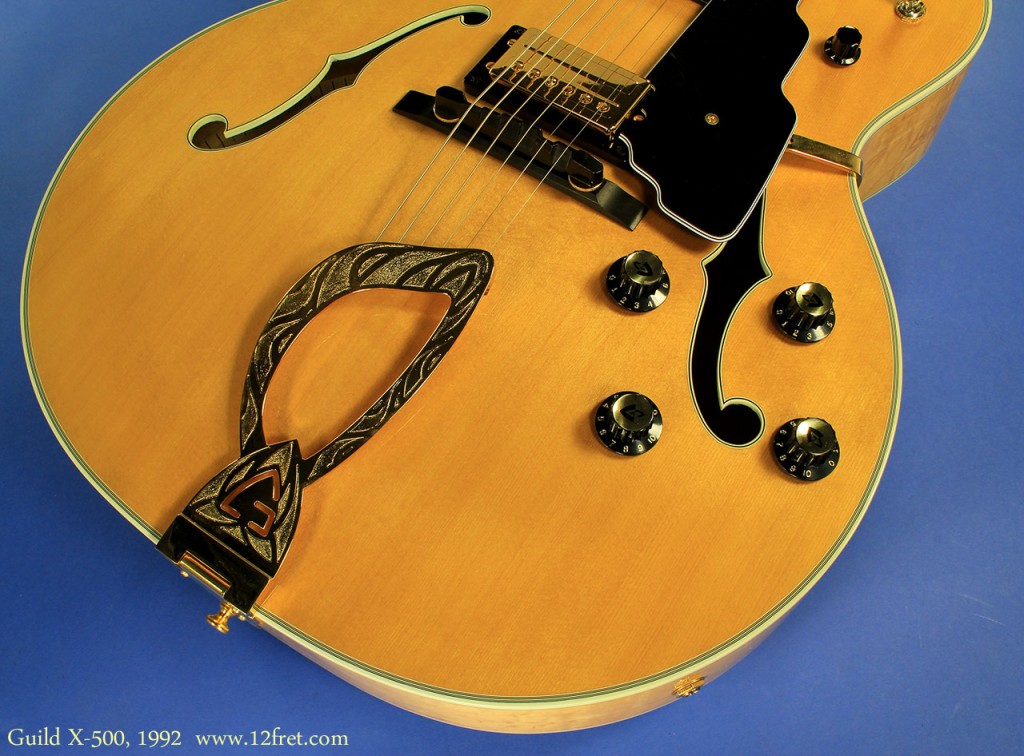 The Guild guitar company made many excellent archtops.   This is perhaps not surprising for a company formed by former craftsmen at Epiphone, for decades the premiere builder of archtops.   This 1992 example of the X 500  is an outstanding instrument in pristine condition.