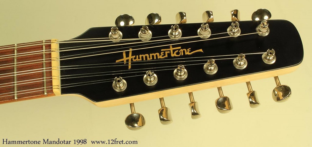 Hammertone instruments are built in George Furlanetto's workshop in Hamilton, Ontario. The Mandotar was discontinued some years ago but really work well for a variety of purposes. Lots of very full chimey sounds, much like a mandolin but with all the options of a 12-string guitar. The strings load half from the back of the guitar, and half from the back of the bridge.