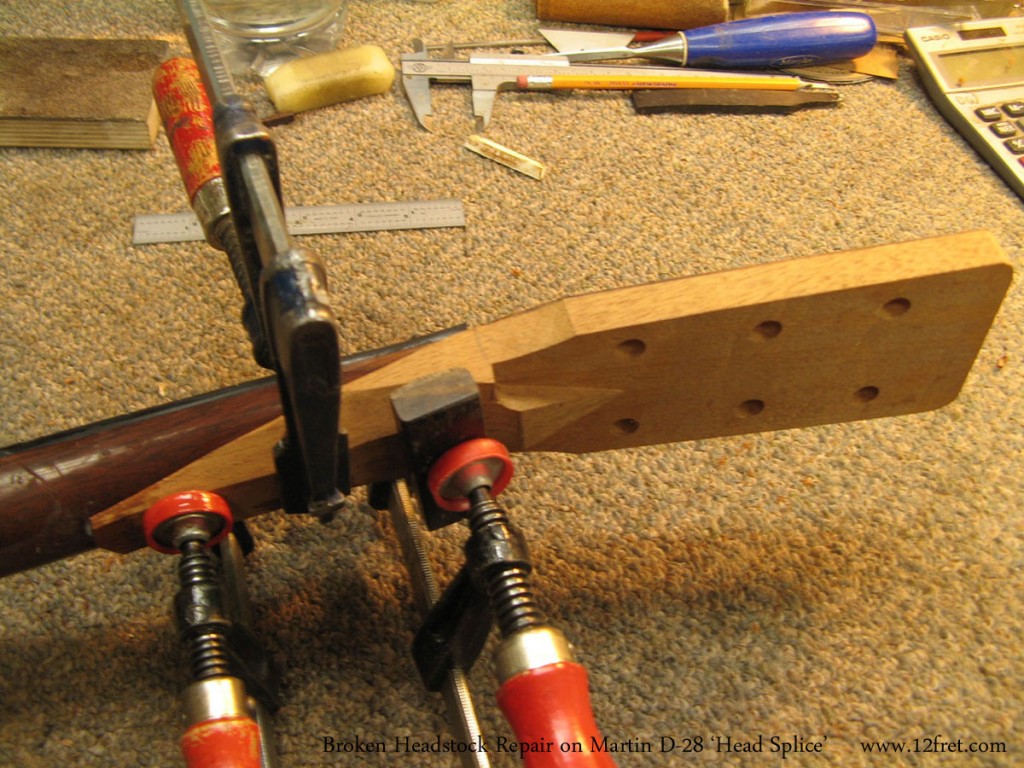 One of the surprisingly common events that brings instruments to The Twelfth Fret Repair Shop is a broken headstock.