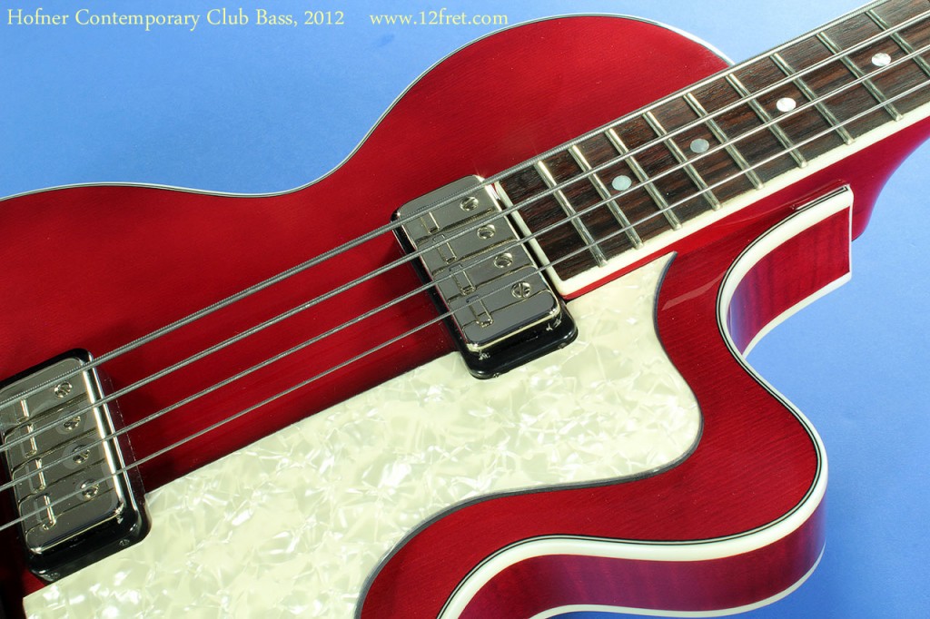 We've just received a few new pieces from Hofner, including this Club Bass from the Contemporary series.   We make two slight modifications - we restring them with LaBella flats for a more authentic 'Beatley' sound, and replace the stock knobs with the much classier 'teacup' style.