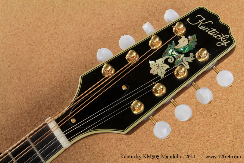 Here's a very nice 2011 Kentucky KM505 A-Style mandolin.   The A-Style, along with the F-Style -- both introduced by Orville Gibson in the early part of the 20th century -- have become the most commonly used mandolin body designs, shifting the instrument almost completely away from the traditional European bowl-back concept.