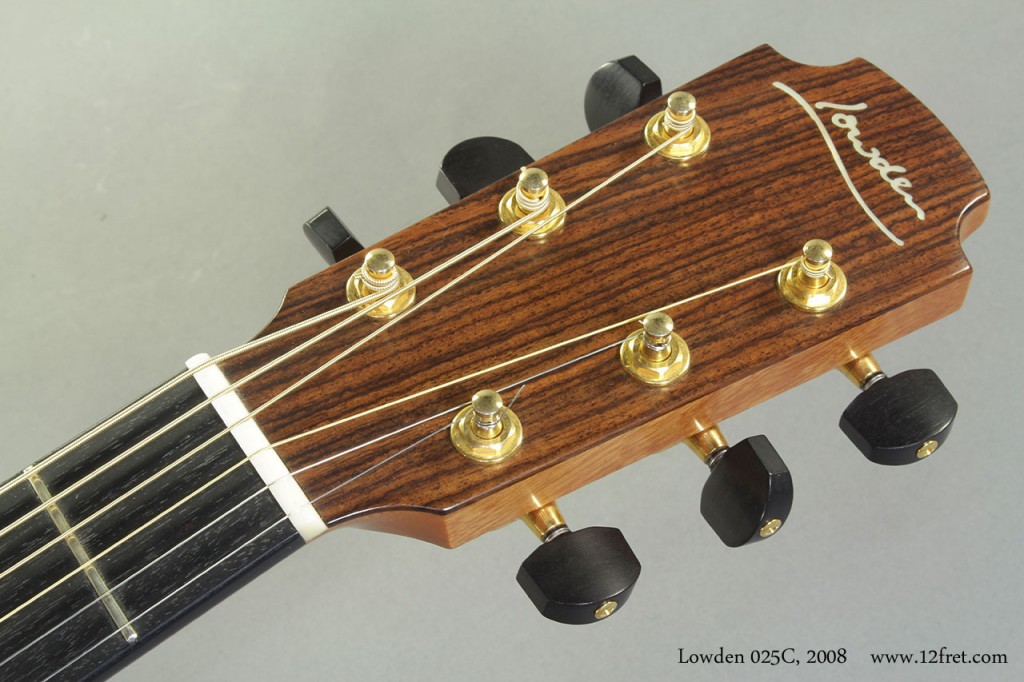 This 2008 Lowden 025C is in great condition with just a few dings and minor playwear.   The combination of a Cedar top and Indian Rosewood back and sides on the jumbo body produce a full, rich and very well articulated sound with lots of volume and projection.