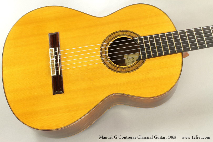 This 1965 Manuel G Contreras Classical Guitar is in good playing condition.   Constructed with Spruce top and Brazilian Rosewood back and sides, it has a light French Polish finish.