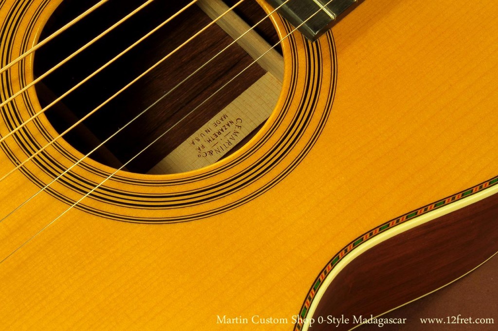 This beautiful Style 0 guitar from the Martin Custom Shop was one of the guitars that caught our eye at the 2012 Namm show and it was so limited that we were put into a lottery with other dealers to get one. I'm glad we did as this sweet little axe as a great retro vibe and luscious tone for a small guitar!