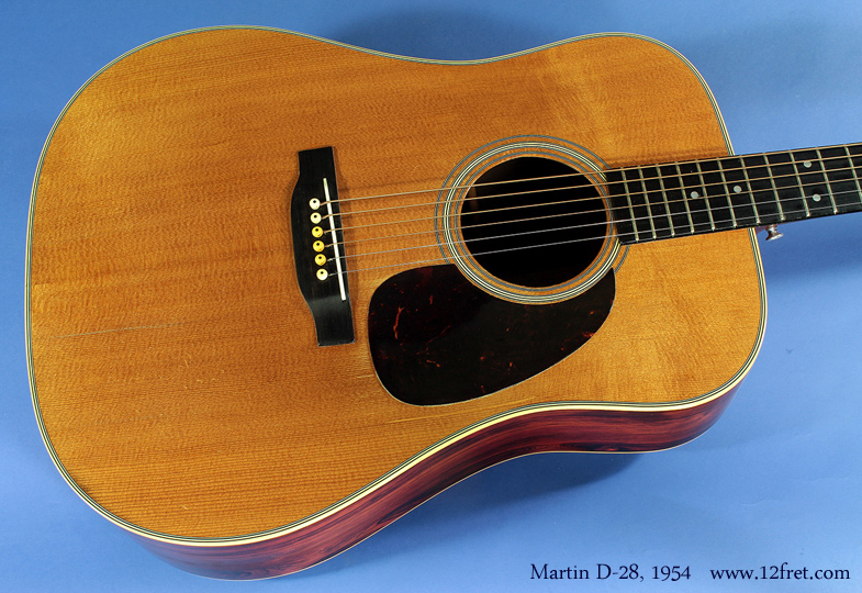 Here's a great sounding, professionally refinished Martin D-28 from 1954.   

This instrument is in great structural and playable condition, has the classic D-28 tone and really is a joy to play.