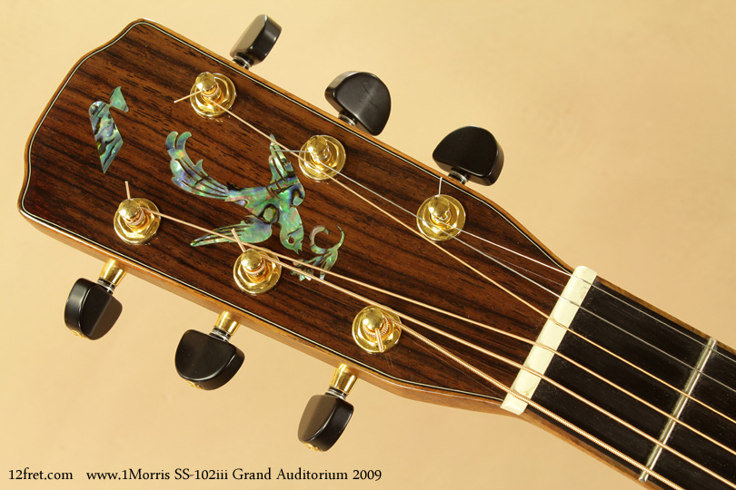 Today we're looking at a 2009 Morris SS-102iii Grand Auditorium guitar.  Morris guitars are built in Nagano, Japan.   The company was founded before 1964 by Mr. Toshio Moridaira and was the first Japanese distributor to carry both Fender and Gibson instruments.