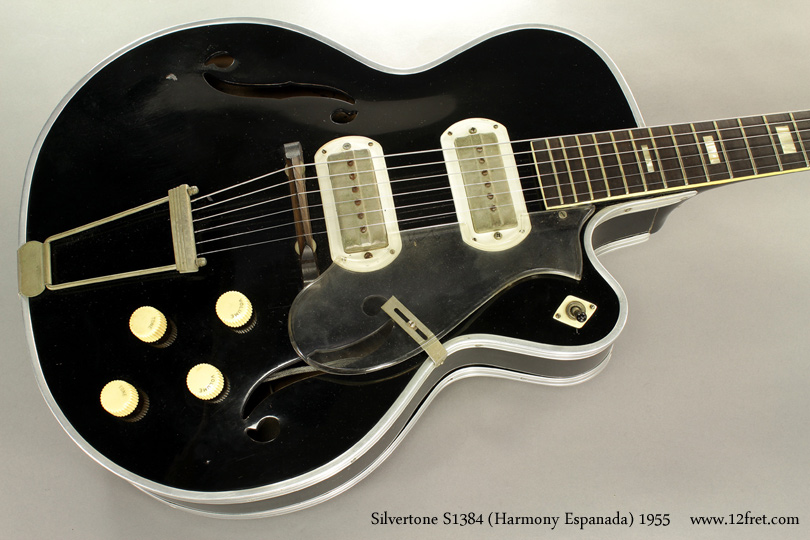 This is seriously cool - a 1955 Silvertone S1384 Archtop Guitar.   This guitar is virtually identical to the 1955 Harmony Espanada model, with the difference being the branding logos.
