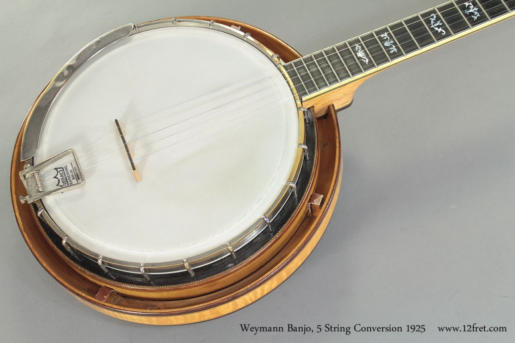 Weymann banjos are fairly rare and have some unusual features, one of which is most noticeable with the resonator removed.  The Weymann company began producing banjos around the turn of the 20th century, and often used the 'Keystone' name.  In 1924, tenor and plectrum models appeared, and these are the best known Weymann Banjo models.